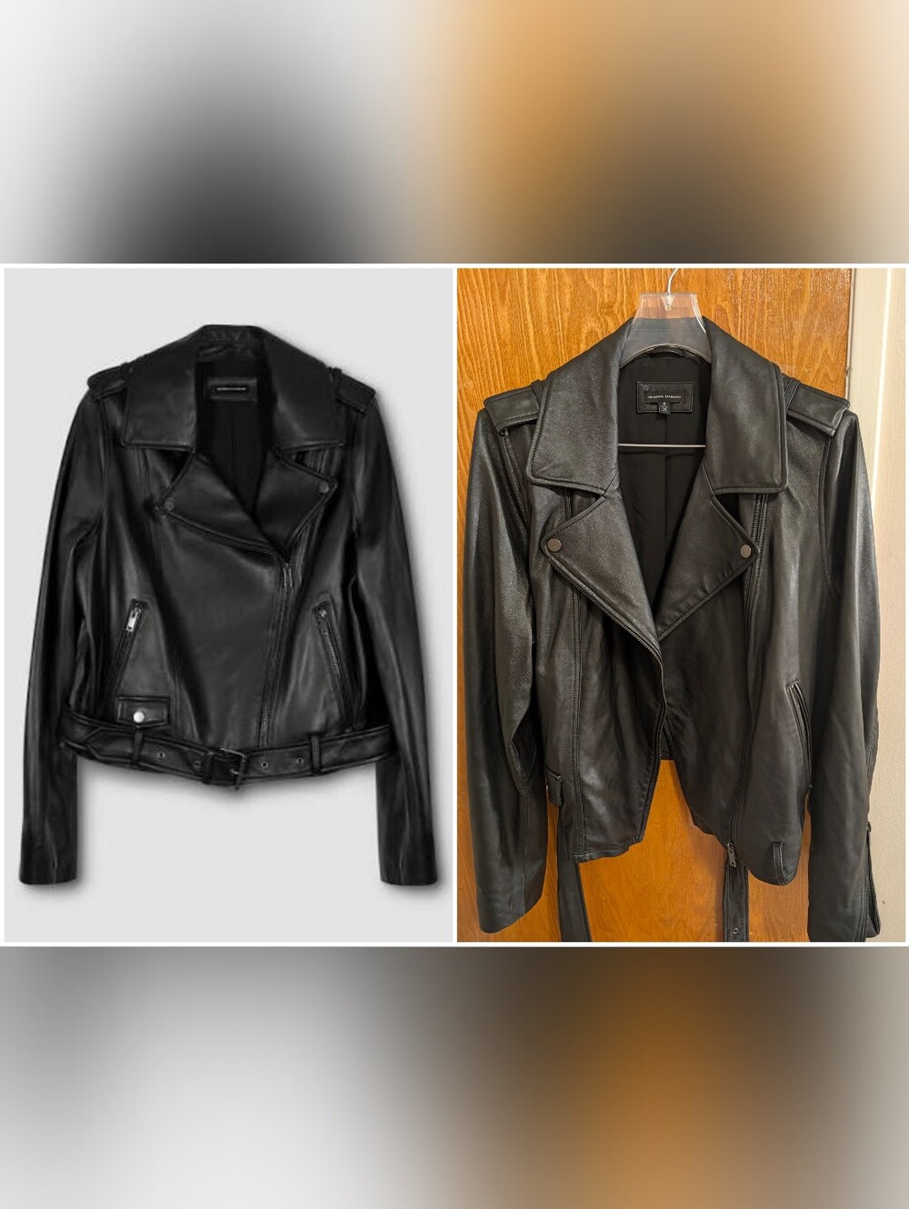 Universal Standard Leeron Black Leather Moto Jacket